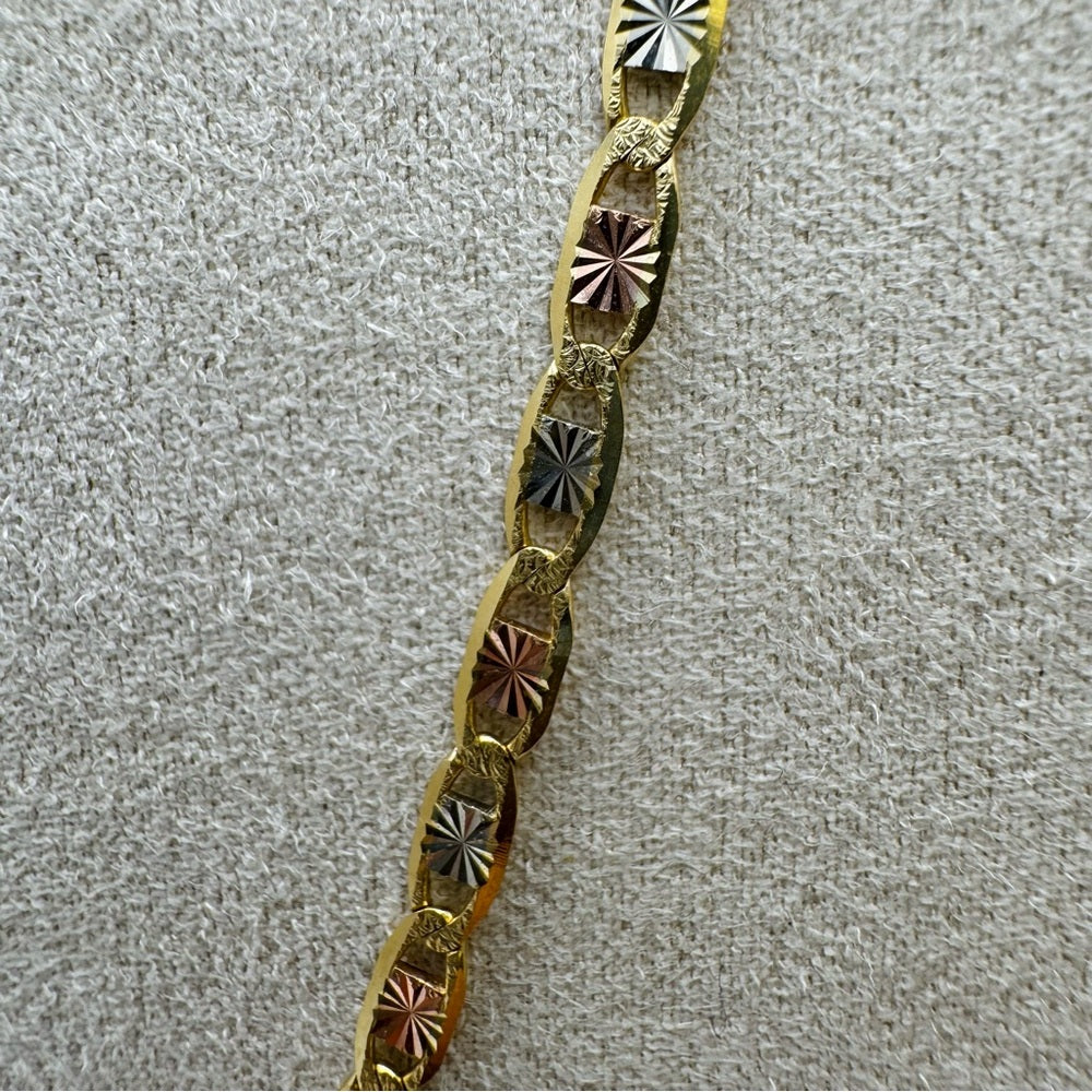 Solid 14k Gold Diamond Cut Tri Color Mariner