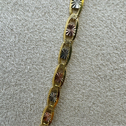 Solid 14k Gold Diamond Cut Tri Color Mariner