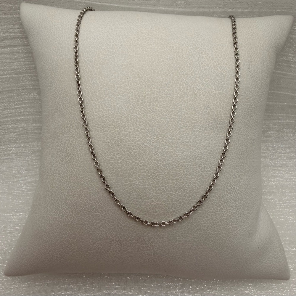 Solid 14k White Gold Rolo Chain Necklace