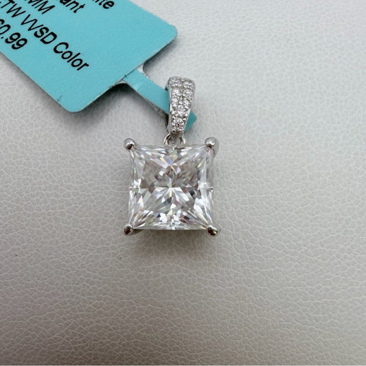 3 CT Moissanite Diamond Princess Cut Pendant