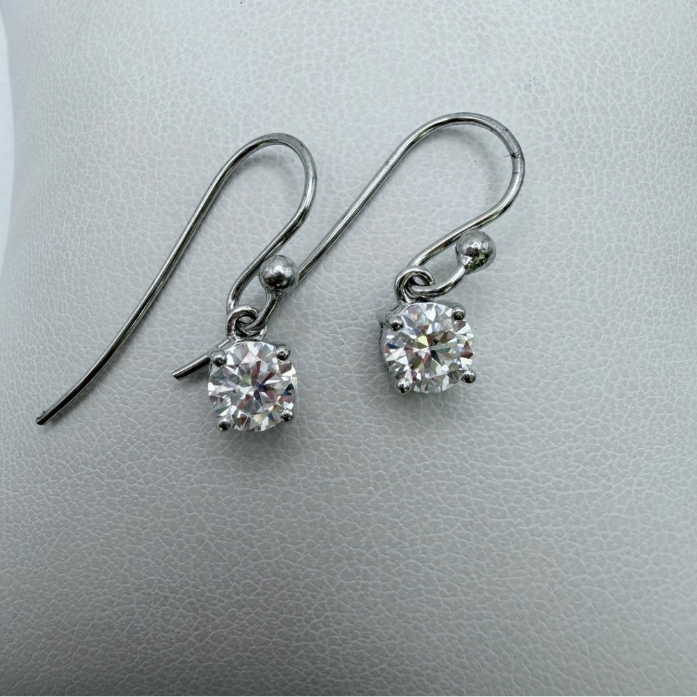 0.5 CT * 2 Moissanite Diamond White Solitaire Dangle Hooks