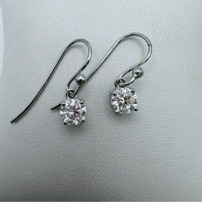 0.5 CT * 2 Moissanite Diamond White Solitaire Dangle Hooks