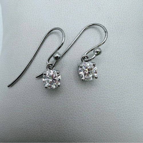 1 CT Total Moissanite White Solitaire Dangle Hooks