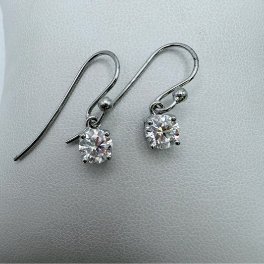 0.5 CT * 2 Moissanite Diamond White Solitaire Dangle Hooks