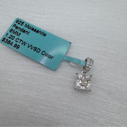 1.2 CT Moissanite Diamond Princess Cut Pendant