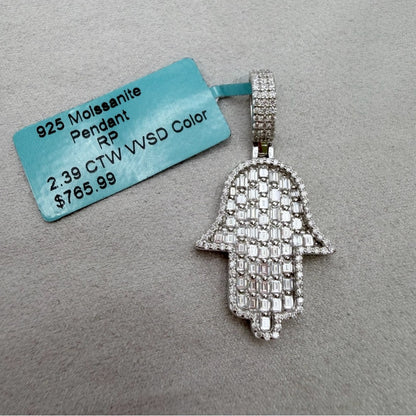 2.39 CT Moissanite Diamond Hamsa Hand Pendant 🪬