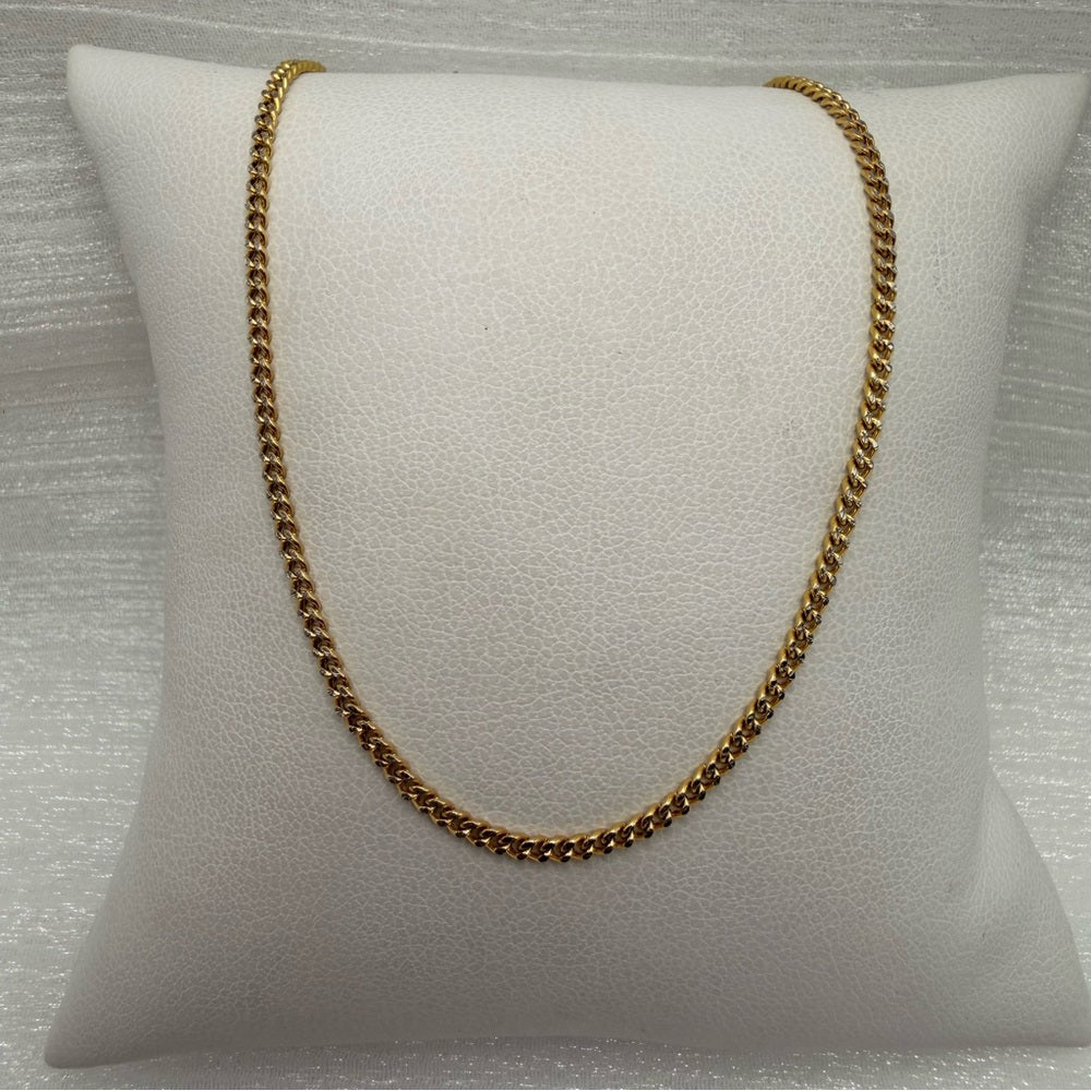 Solid 10k Gold Diamond Cut Cuban Chain Necklace