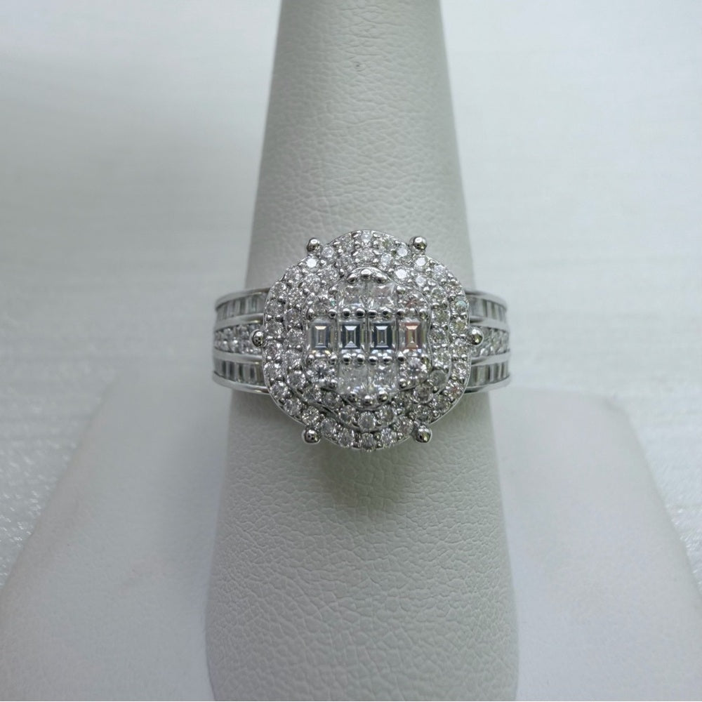 1.67 CT Moissanite Baguette & Solitaire Pavé Band