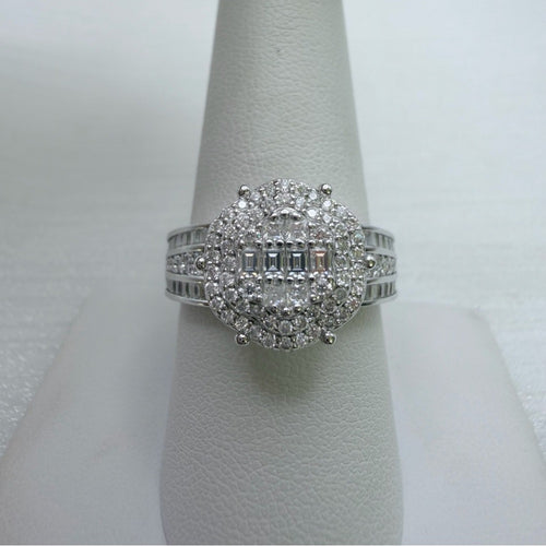 1.67 CT Moissanite Baguette & Solitaire Pavé Band