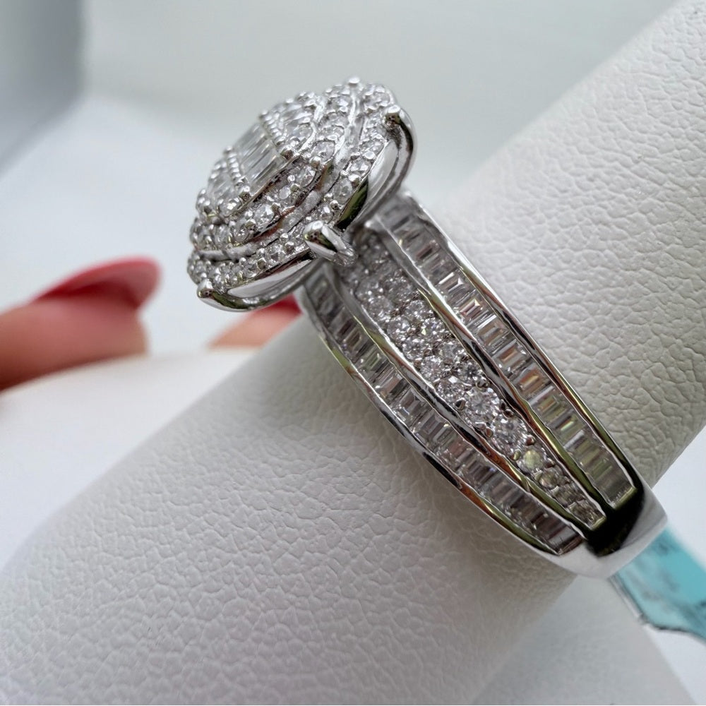 1.67 CT Moissanite Baguette & Solitaire Pavé Band