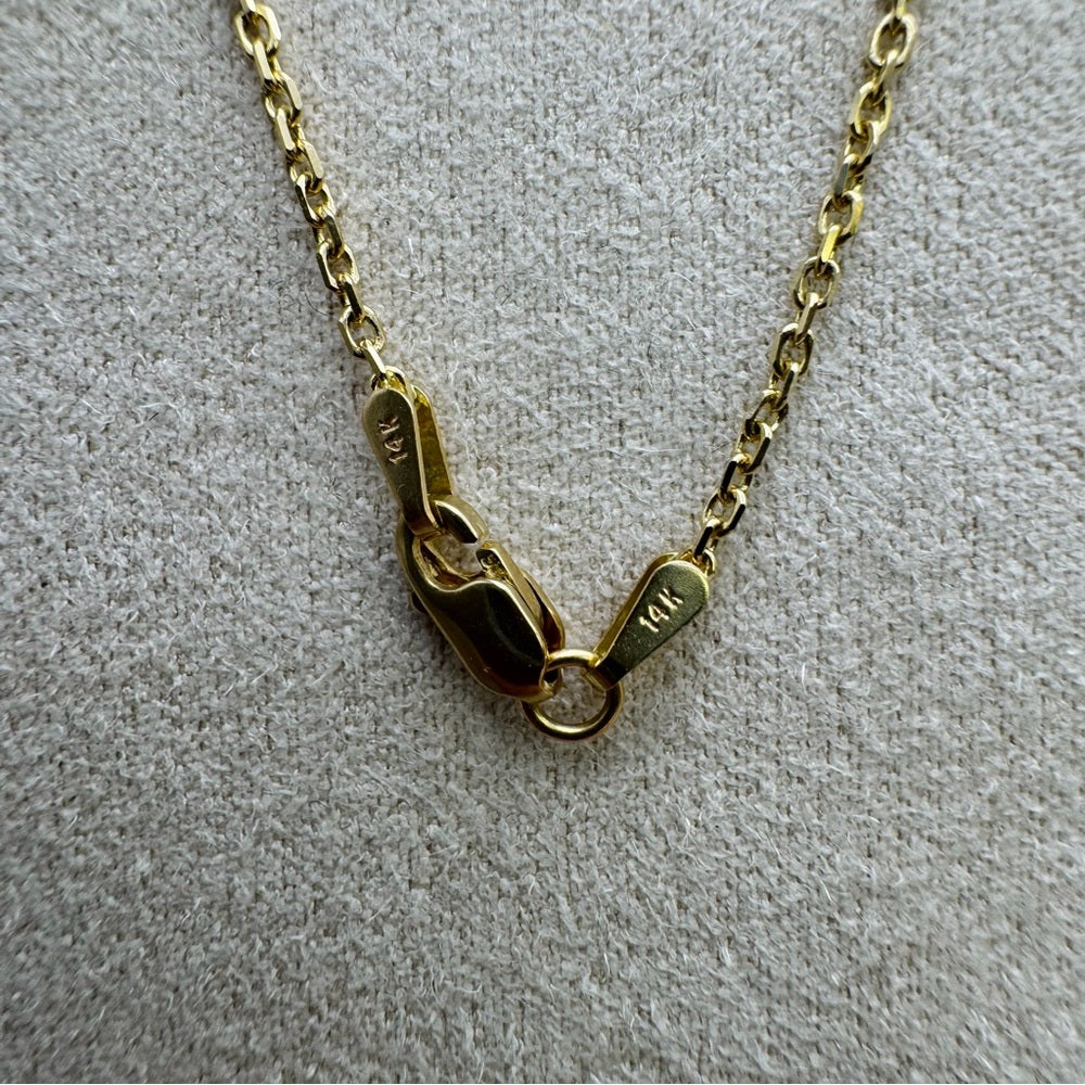 Solid 14k Gold Diamond Cut Rolo Chain