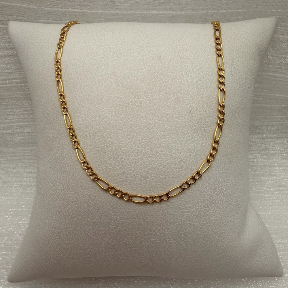 Solid 10k Gold Diamond Cut Figaro Chain