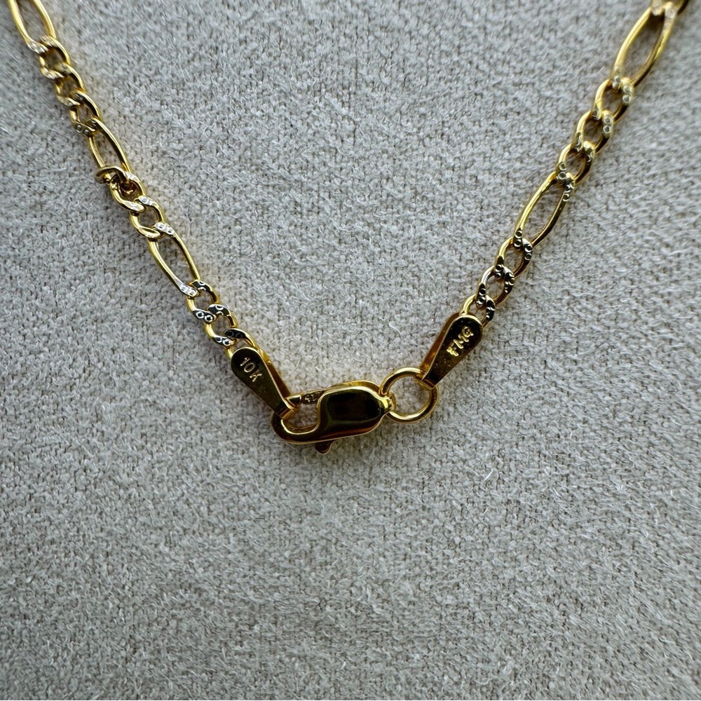 Solid 10k Gold Diamond Cut Figaro Chain