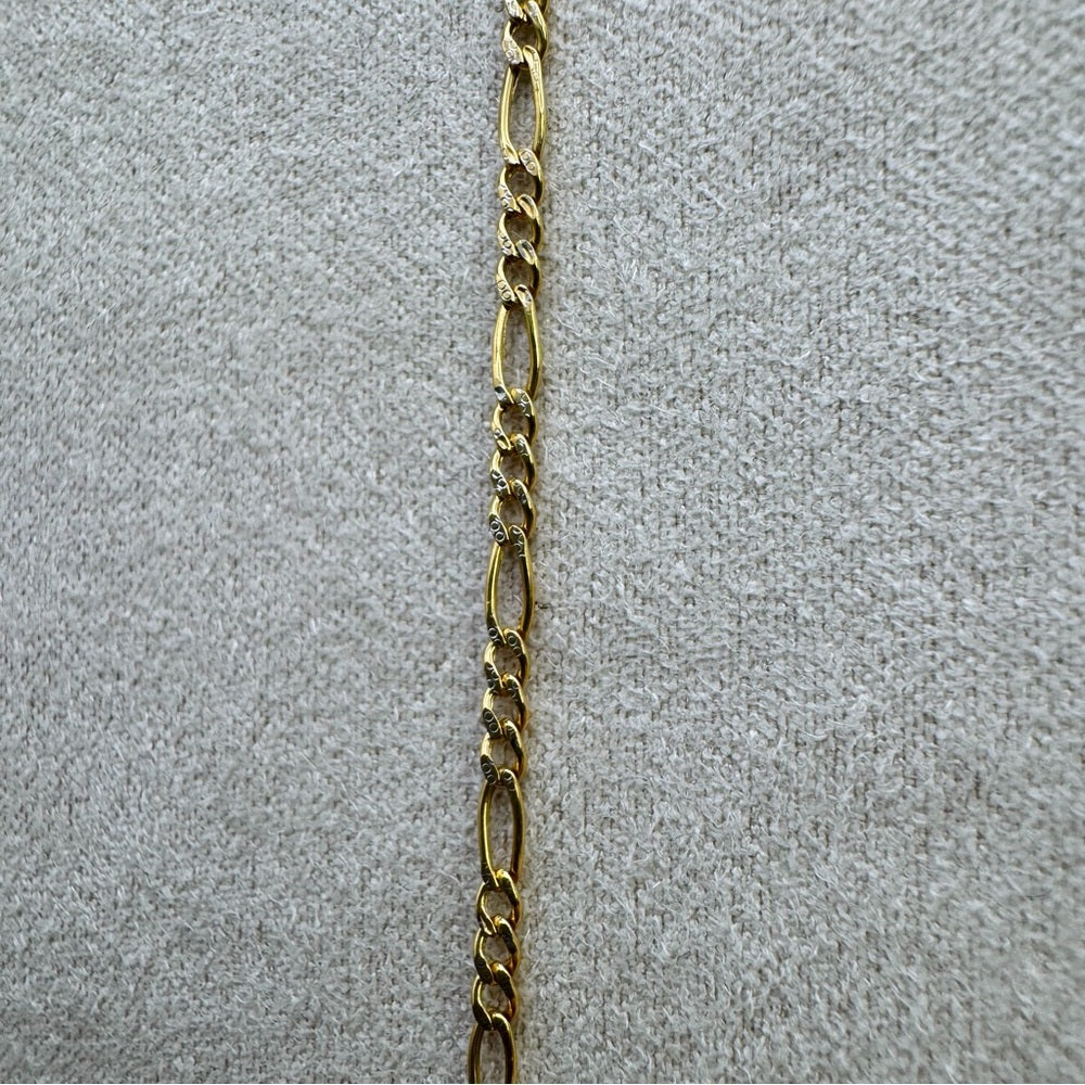 Solid 10k Gold Diamond Cut Figaro Chain