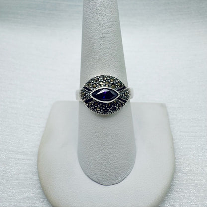 Amethyst & Marcasite Pavé Ring