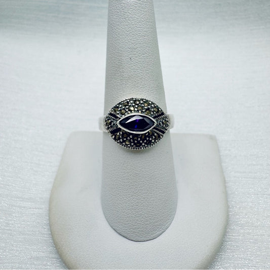 Amethyst & Marcasite Pavé Ring