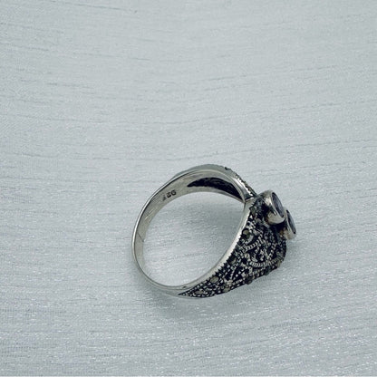 Amethyst & Marcasite Diamond Ring