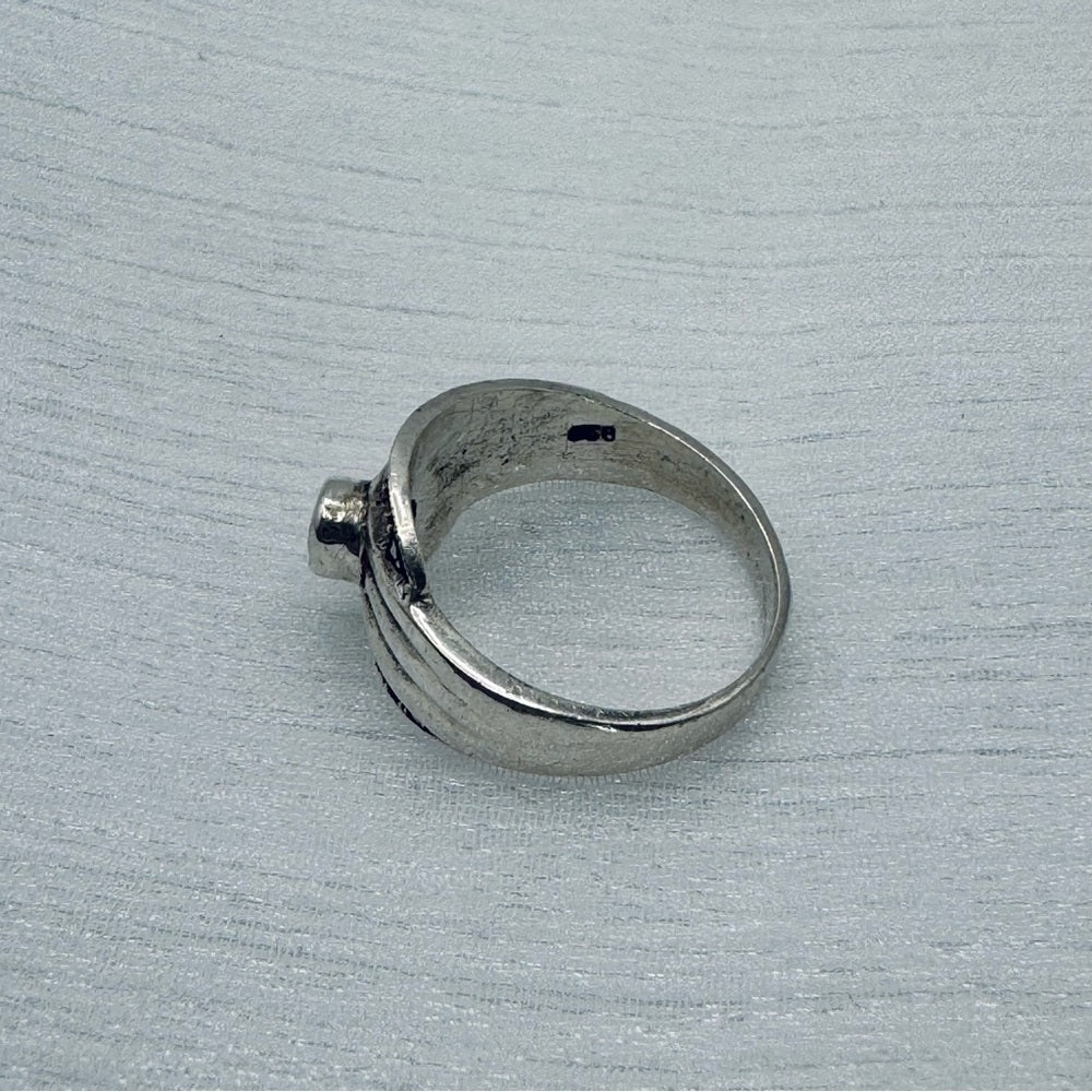 Purple Crystal & Marcasite Diamond Ring