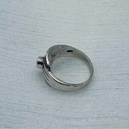 Purple Crystal & Marcasite Diamond Ring