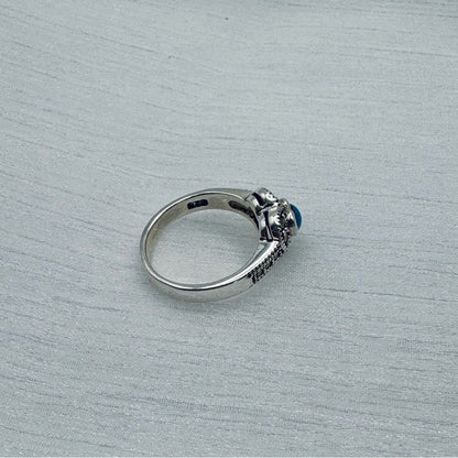 Blue Heart Marcasite Pavé Ring