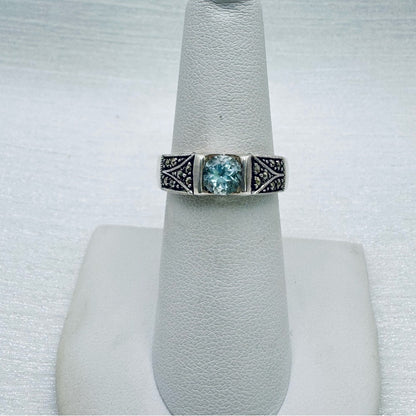 Blue Topaz & Marcasite Ring