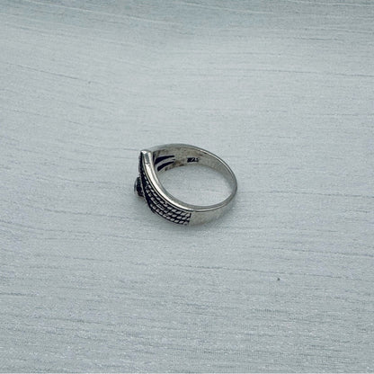 Blue Topaz Marcasite Diamond Ring