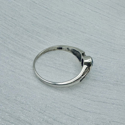 Blue Topaz Marcasite Diamond Ring