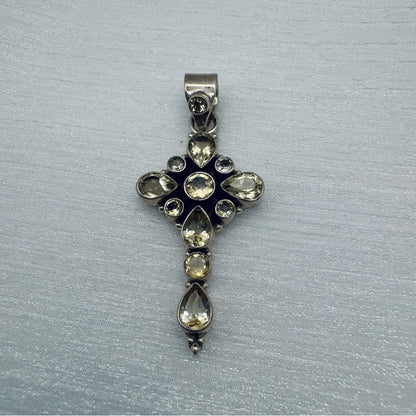 S925 Citrine Cross Pendant