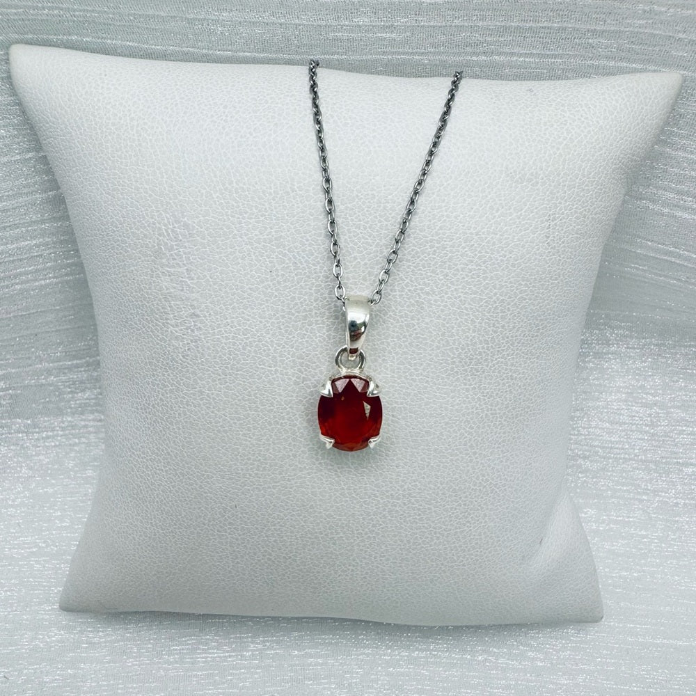 Orange Kyanite Oval Sterling Silver Pendant