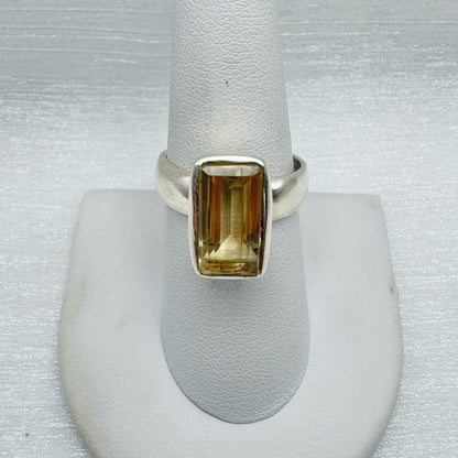 Citrine Elongated Emerald Cut S925 Ring