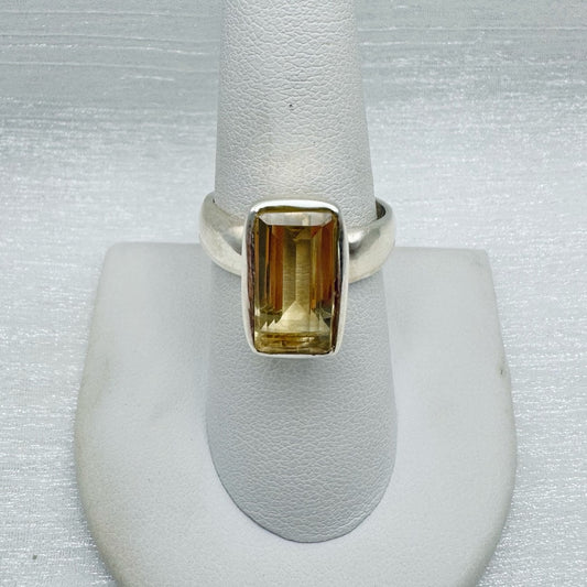 Citrine Elongated Emerald Cut S925 Ring