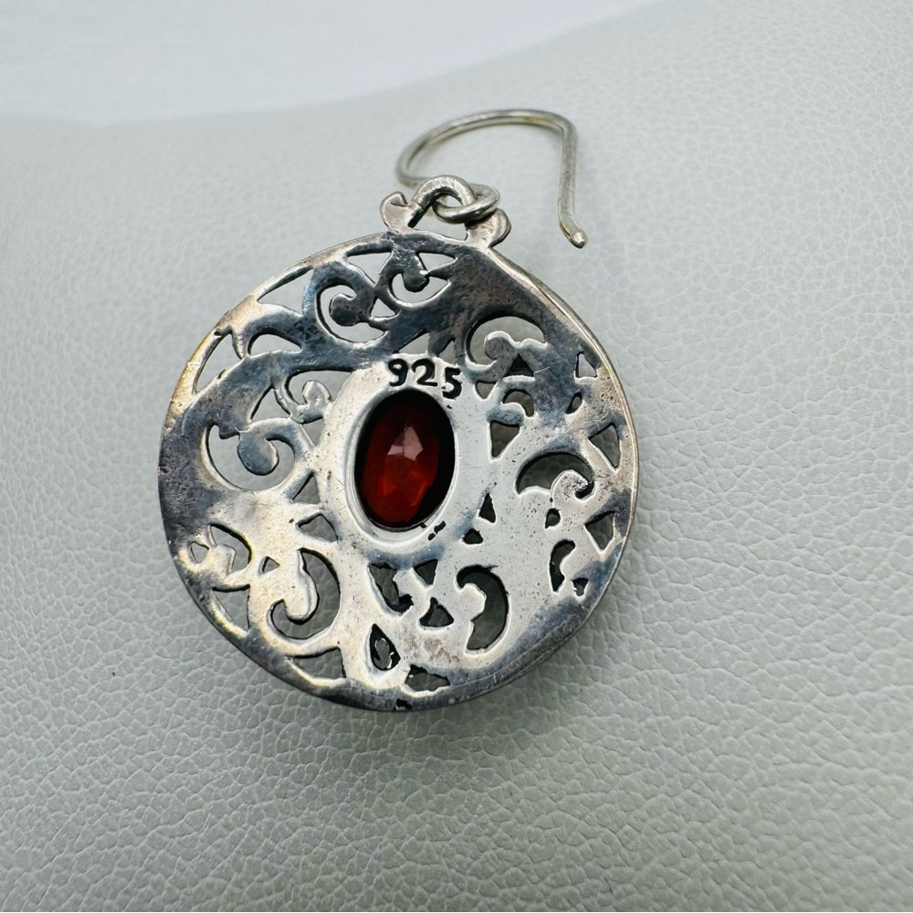 S925 Garnet Woven Earrings