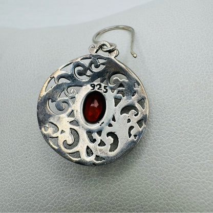 S925 Garnet Woven Earrings