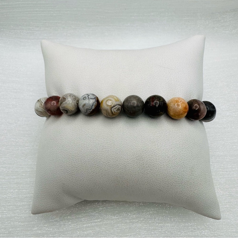 Mexican Crazy Lace Agate Stretchy Bracelet