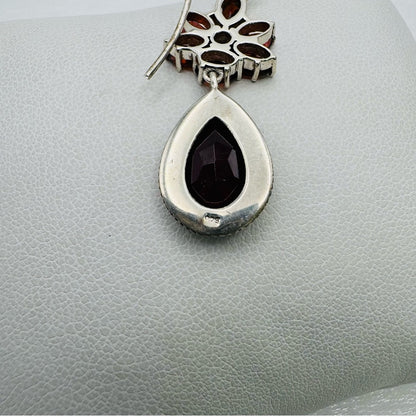 S925 Garnet Floral Earrings