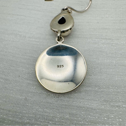 S925 Garnet Dangle Earrings