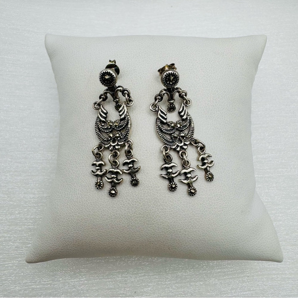 S925 Marcasite Winged Earrings