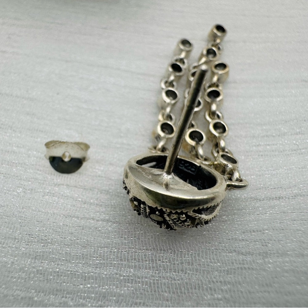 Marcasite Triple Strand Dangle Earrings
