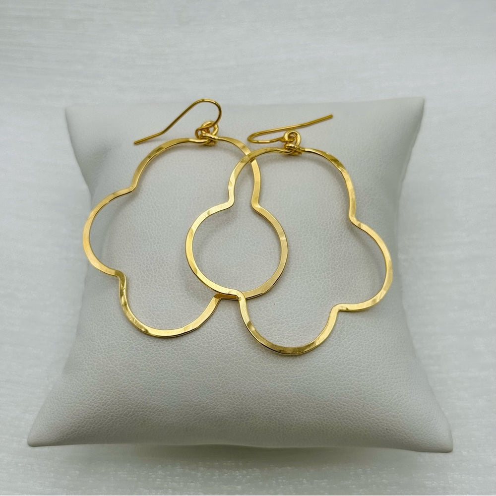 #22 Gold Handmade Hammered Clover Dangle Earrings