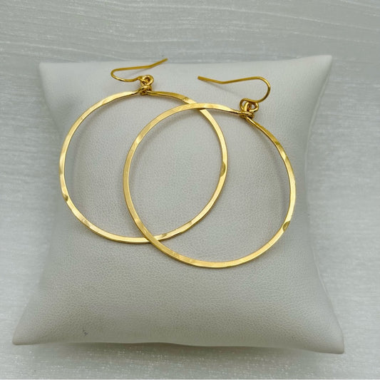 #53 Gold Handmade Hammered Circle Dangle Earrings