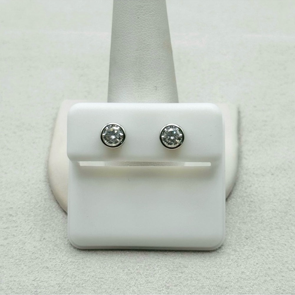 1 CT Total Moissanite Bezel Set Earrings