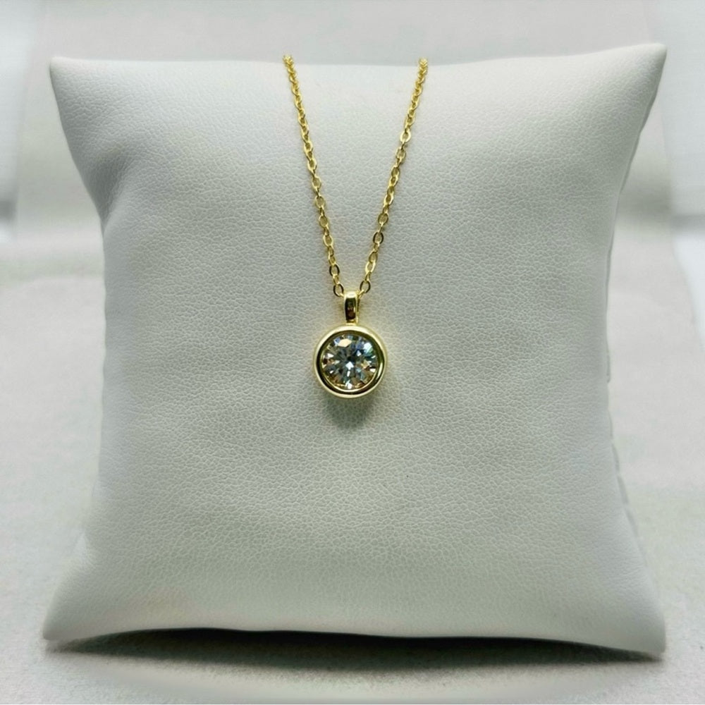 1 CT Moissanite Bezel Set Necklace