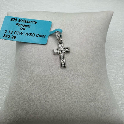 0.13 CT Moissanite Diamond Pavé Cross Pendant