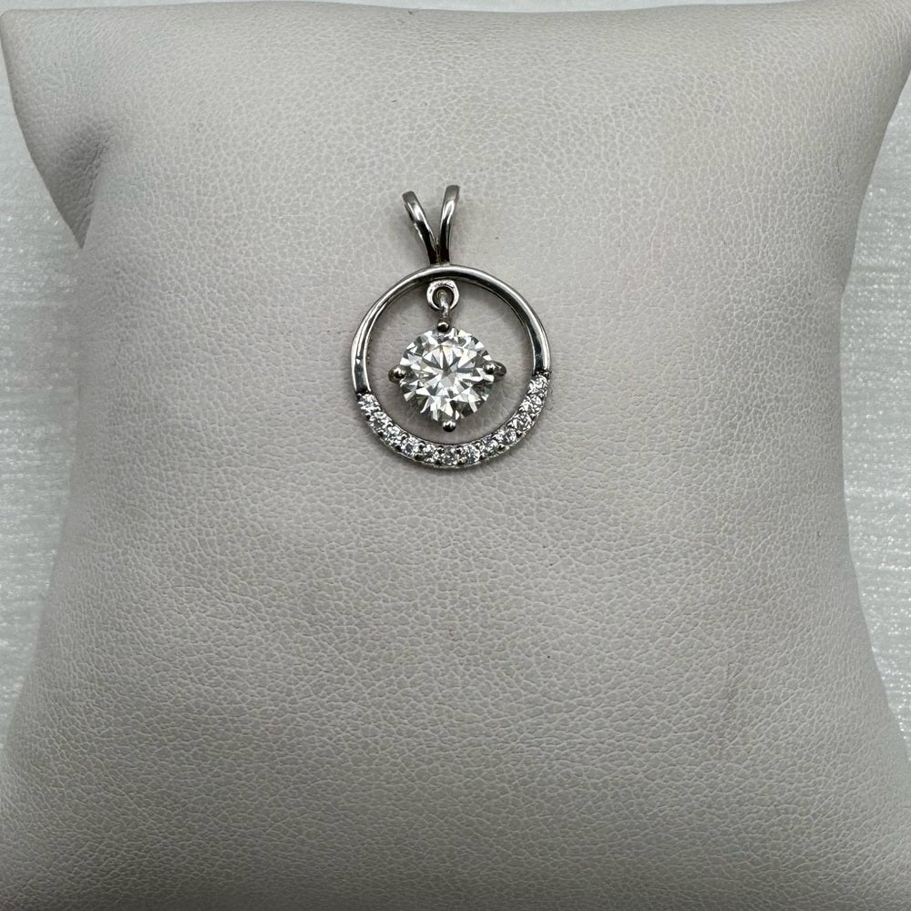 1 CT Moissanite Circle Dangle Pendant