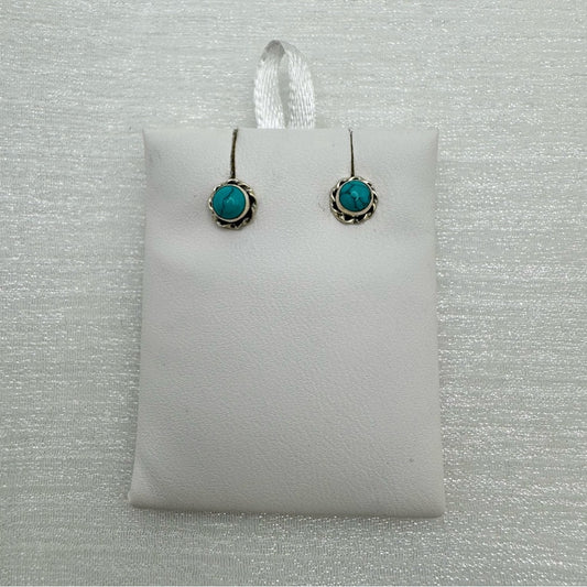 S925 Circle Swirl Turquoise Stud Earrings