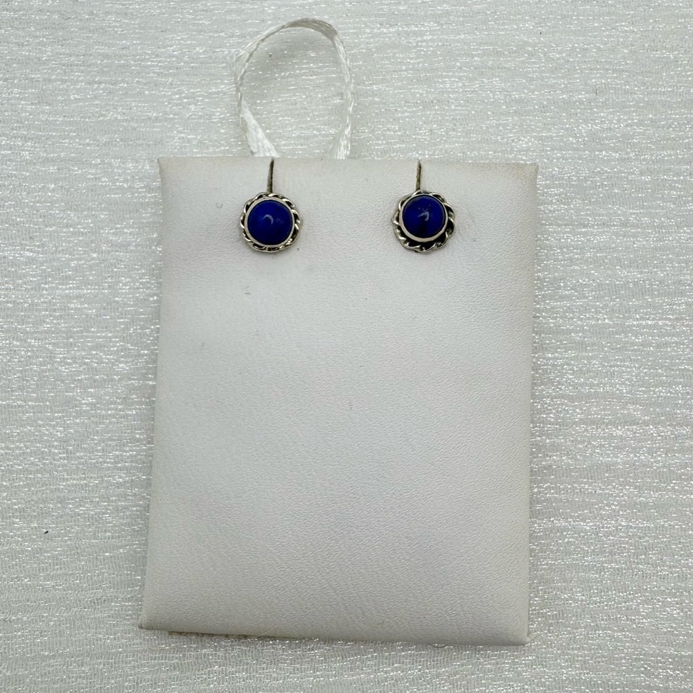 S925 Circle Swirl Lapis Stud Earrings