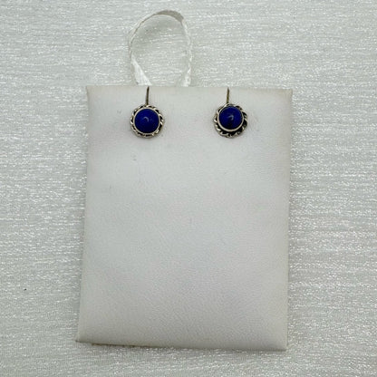 S925 Circle Swirl Lapis Stud Earrings