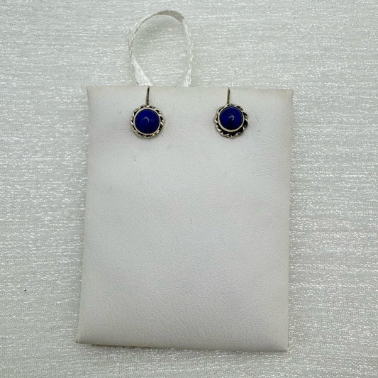 S925 Circle Swirl Lapis Stud Earrings