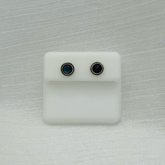 Round Braided Labradorite S925 Stud Earrings