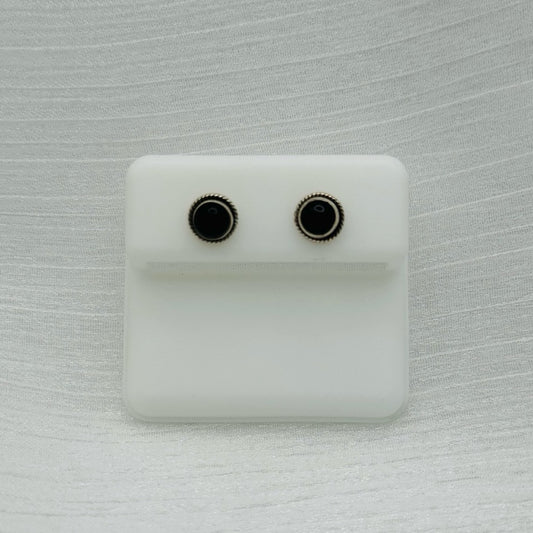 Round Braided Onyx S925 Stud Earrings